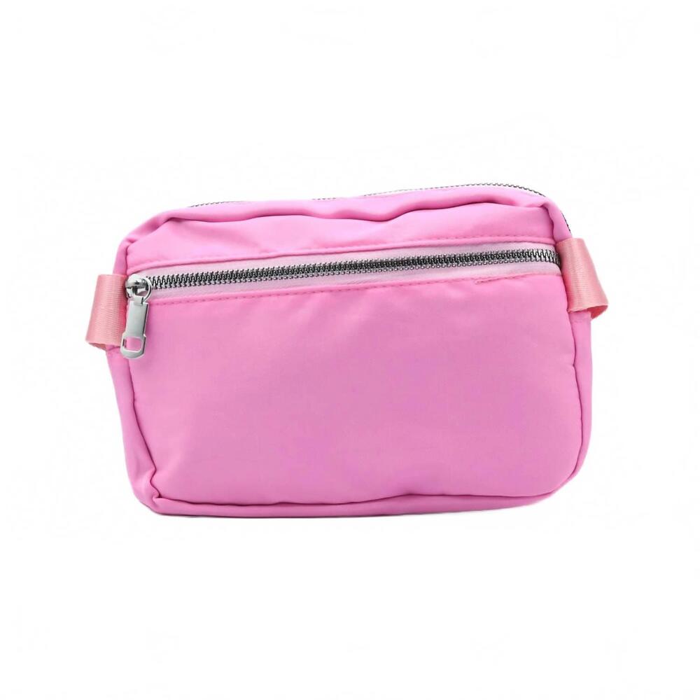 NEW SELINI NEW YORK women's nylon rectangle belt & crossbody sling bag in pink